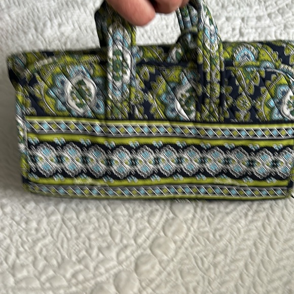 Vera Bradley Green and Blue Cosmetic Bag with Geometric Design - Picture 12 of 13